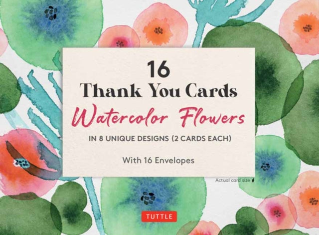 Book cover of: 16 Thank You Cards Watercolor Flowers. By: Tuttle Tuttle Studio