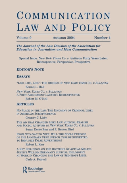 Book cover of: New York Times Co. v. Sullivan Forty Years Later. By: W. Wat Hopkins