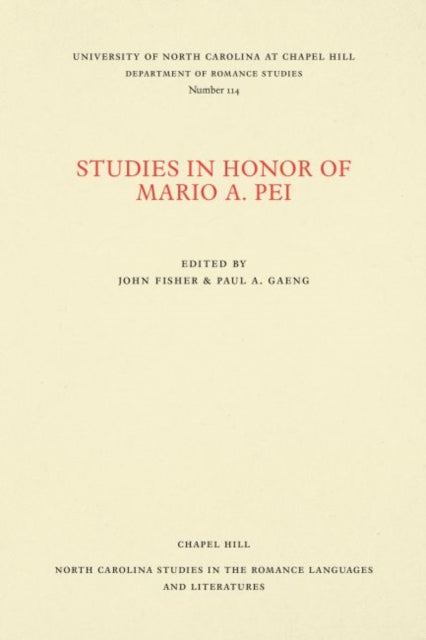 Book cover of: Studies in Honor of Mario a. Pei