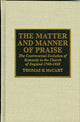 Book cover of: Matter and Manner of Praise
