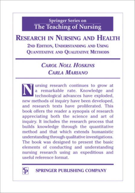 Book cover of: Research in Nursing and Health