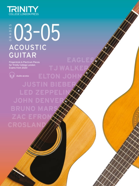 Book cover of: Trinity College London Acoustic Guitar Exam Pieces From 2020: Grades 3–5. By: Trinity College London