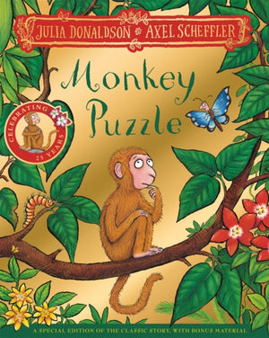 Monkey Puzzle 25th Anniversary Edition, with a shiny gold foil cover and fun activities to make and do!