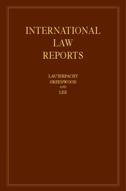 Book cover of: International Law Reports: Volume 163. By: Elihu Lauterpacht