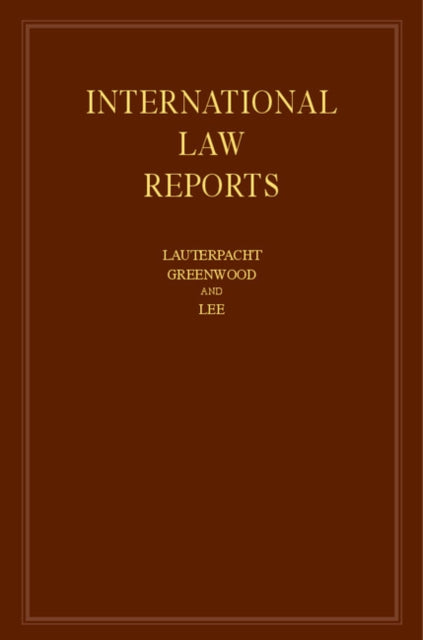 Book cover of: International Law Reports: Volume 164. By: Elihu Lauterpacht