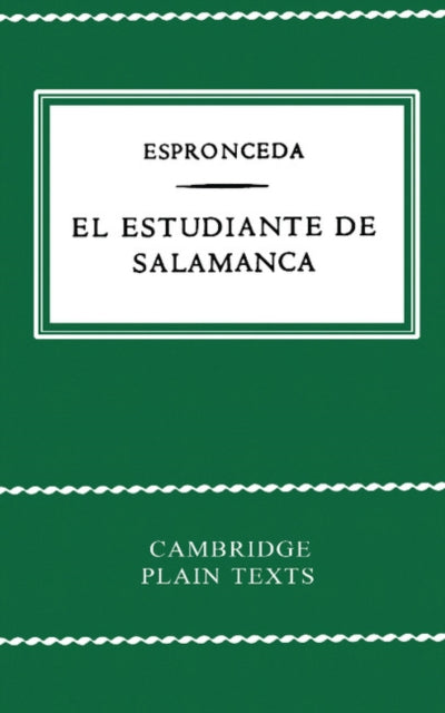 Book cover of: El Estudiante de Salamanca. By: J.De Espronceda