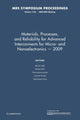 Book cover of: Materials, Processes and Reliability for Advanced Interconnects for Micro- and Nanoelectronics — 2009: Volume 1156. By: Martin Gall