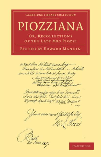 Book cover of: Piozziana. By: Hester Lynch Piozzi