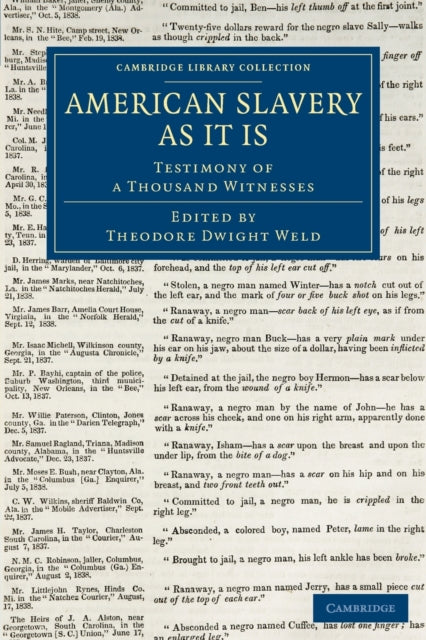 Book cover of: American Slavery As It Is. By: Theodore Dwight Weld
