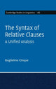Book cover of: Syntax of Relative Clauses. By: Guglielmo Cinque