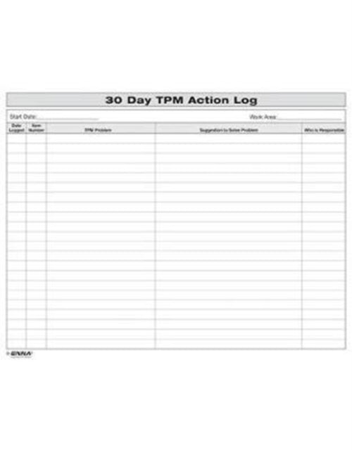 Book cover of: 30 Day TPM Action Log. By: Enna