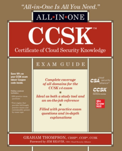 Book cover of: CCSK Certificate of Cloud Security Knowledge All-in-One Exam Guide. By: Graham Thompson