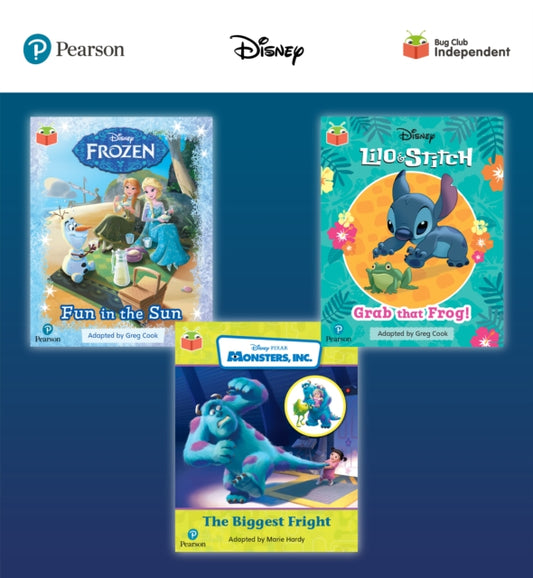 Book cover of: Pearson Bug Club Disney Reception Pack B, including decodable phonics readers for phases 2 and 3; Frozen: Fun in the Sun, Lilo and Stitch: Grab that Frog!, Monsters, Inc: The Biggest Fright. By: Catherine Baker
