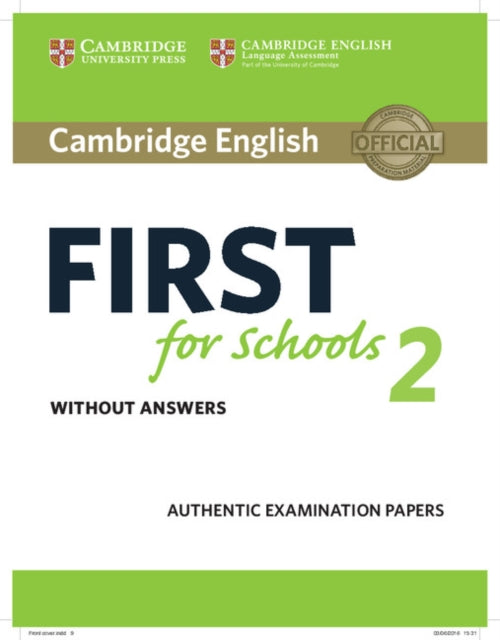 Book cover of: Cambridge English First for Schools 2 Student's Book without answers