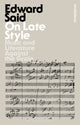 Book cover of: On Late Style. By: Edward W. Said