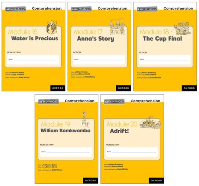 Book cover of: Read Write Inc. Comprehension: Modules 16-20 Mixed Pack of 5 (1 of each title). By: Ruth Miskin