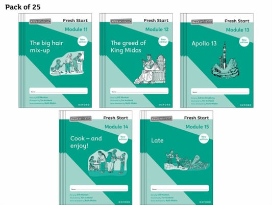 Book cover of: Read Write Inc. Fresh Start: 2024 Modules 11-15 - Pack of 25. By: Ruth Miskin