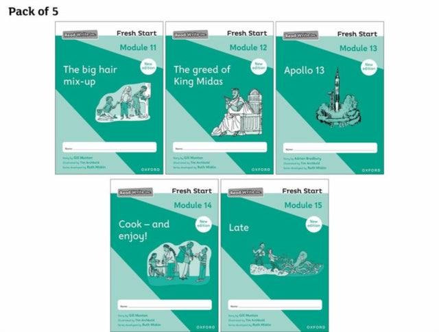 Book cover of: Read Write Inc. Fresh Start: 2024 Modules 11-15 - Pack of 5. By: Ruth Miskin
