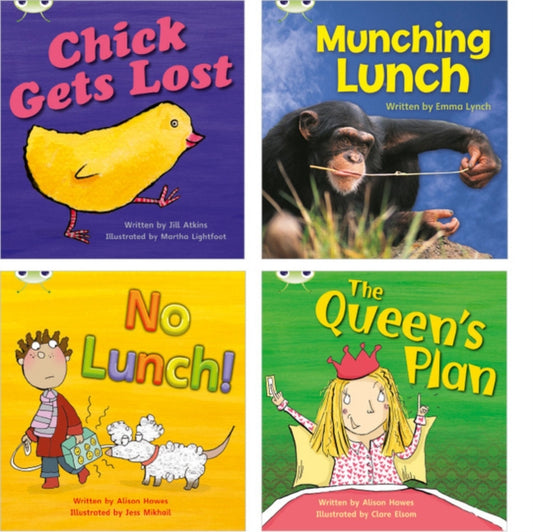Book cover of: Learn to Read at Home with Bug Club Phonics: Pack 4 (Pack of 4 reading books with 3 fiction and 1 non-fiction). By: Jill Atkins