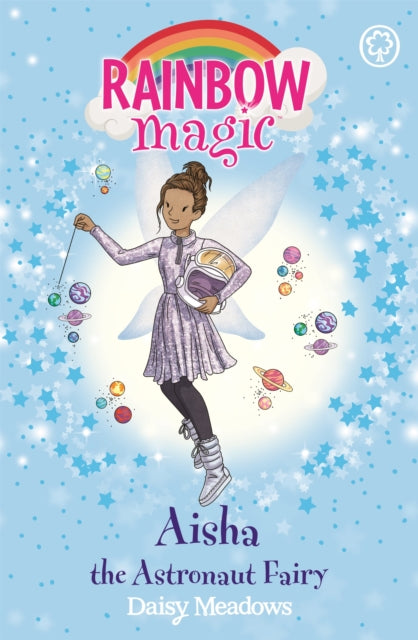 Book cover of: Rainbow Magic: Aisha the Astronaut Fairy. By: Daisy Meadows