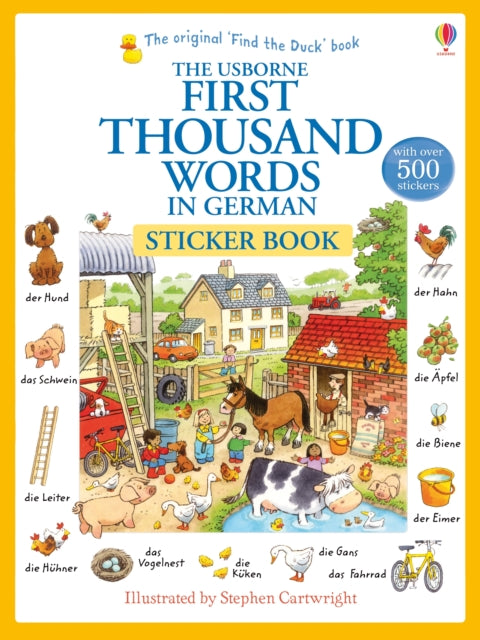 Book cover of: First Thousand Words in German Sticker Book. By: Heather Amery