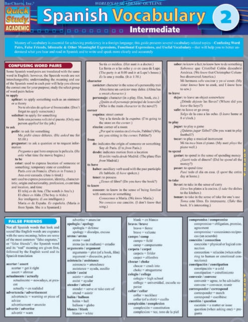 Book cover of: Spanish Vocabulary 2: Intermediate