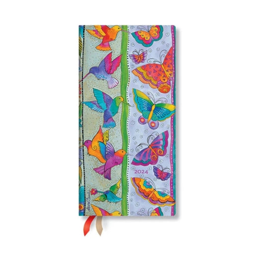 Book cover of: Hummingbirds & Flutterbyes (Playful Creations) Slim Verso 12-month Dayplanner 2024. By: Paperblanks