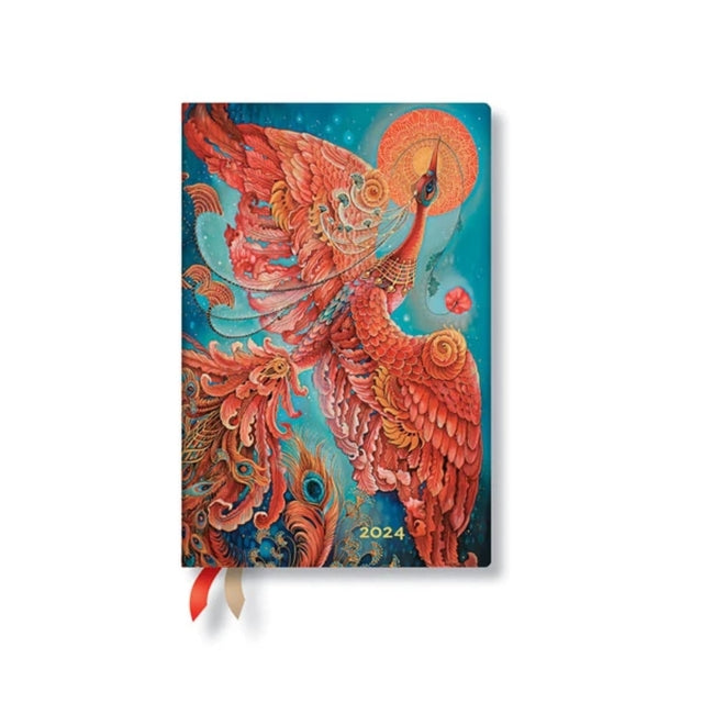 Book cover of: Firebird (Birds of Happiness) Mini 12-month Dayplanner 2024. By: Paperblanks