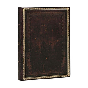 Black Moroccan Midi Lined Hardcover Journal (Elastic Band Closure)