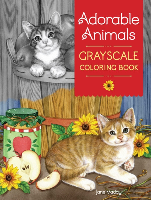 Book cover of: Adorable Animals GrayScale Coloring Book. By: Jane Maday