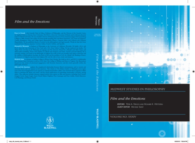 Book cover of: Film and the Emotions, Volume XXXIV. By: Peter A. French