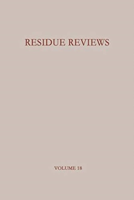 Book cover of: Residue Reviews / Ruckstands-Berichte. By: Francis A. Gunther