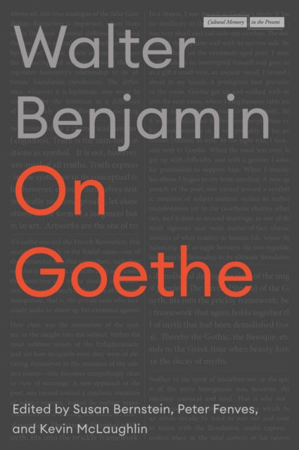 Book cover of: On Goethe. By: Walter Benjamin