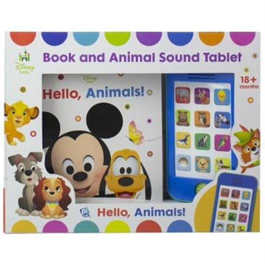 Book cover of: Disney Baby: Hello, Animals! Book and Animal Sound Tablet Set. By: P. i p i kids