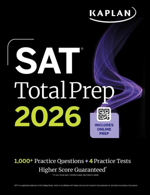 Book cover of: SAT Total Prep 2026: Includes 4 Full Length Practice Tests, 1,100+ Practice Questions + 1 Year Access to Online Quizzes and Video Lessons and Tutorials
