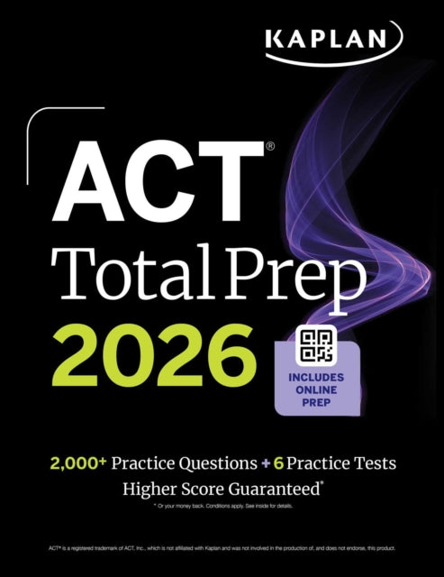 Book cover of: ACT Total Prep 2026: Includes 6 Full Length Tests, 2,000+ Practice Questions + Online Access to a 500+ Question Bank & Video Tutorials