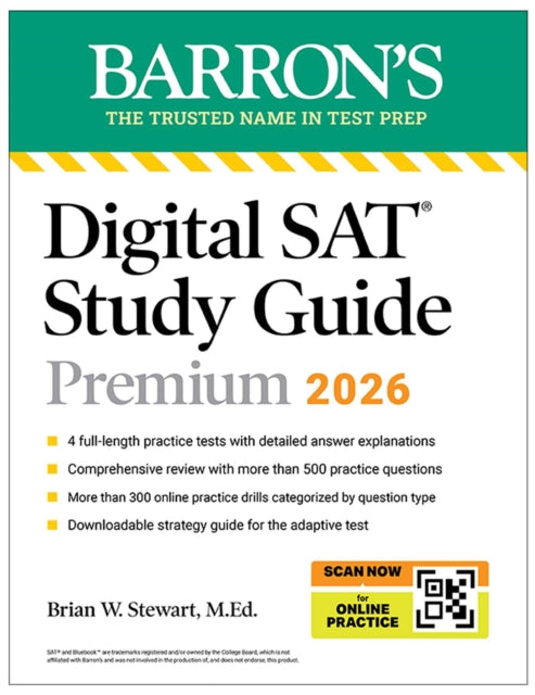 Book cover of: Digital SAT Study Guide Premium, 2026: 3 Practice Tests + Comprehensive Review + Online Practice. By: Barron's Educational Barron's Educational Series