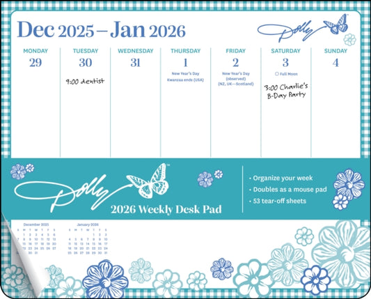 Book cover of: Dolly Parton 2026 Weekly Desk Pad Calendar
