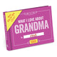 Book cover of: Knock Knock What I Love about Grandma Book Fill in the Love Fill-in-the-Blank Book & Gift Journal. By: Knock Knock