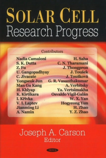 Book cover of: Solar Cell Research Progress