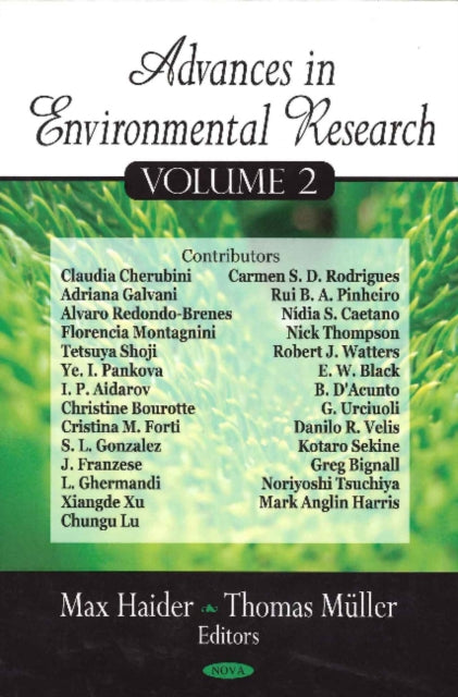 Book cover of: Advances in Environmental Research. By: Max Haider