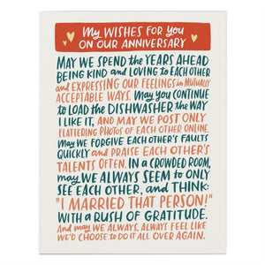 6-Pack Em & Friends Anniversary Wishes Card