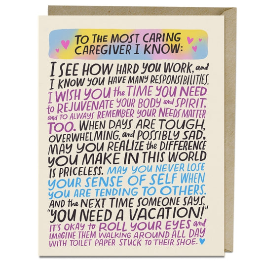 Book cover of: 6-Pack Em & Friends Most Caring Caregiver Greeting Card