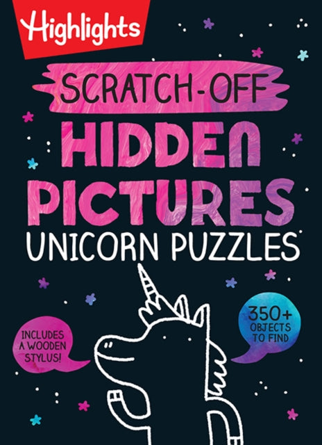 Book cover of: Scratch-Off Hidden Pictures Unicorn Puzzles. By: Highlights
