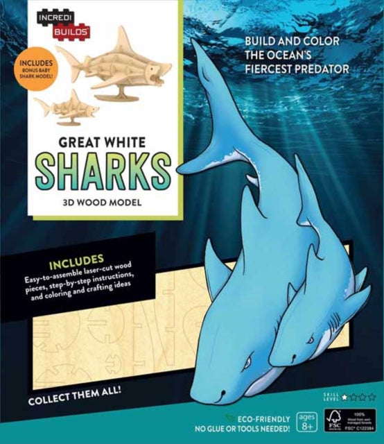 Book cover of: IncrediBuilds: Great White Sharks 3D Wood Model
