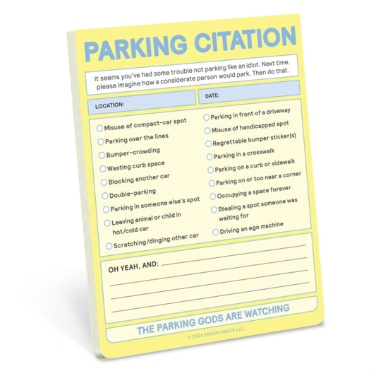 Book cover of: Knock Knock Parking Citation Nifty Note (Pastel Yellow)