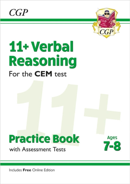 Book cover of: 11+ CEM Verbal Reasoning Practice Book & Assessment Tests - Ages 7-8 (with Online Edition)