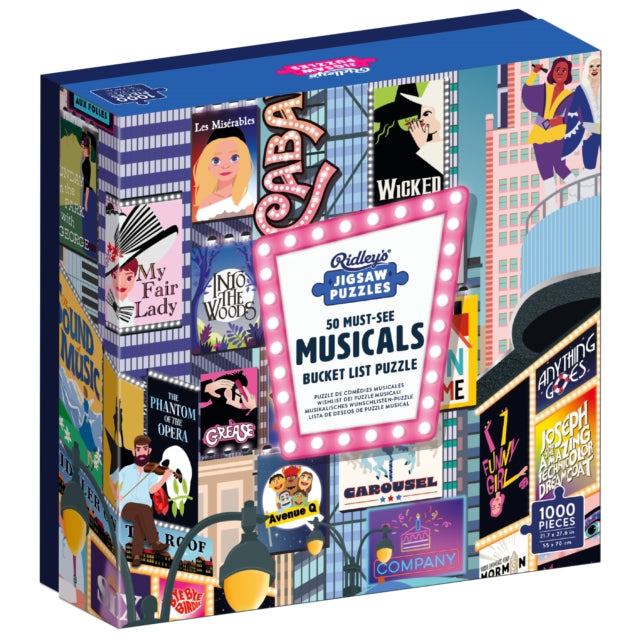 Book cover of: 50 Must-See Musicals Bucket List 1000-Piece Puzzle