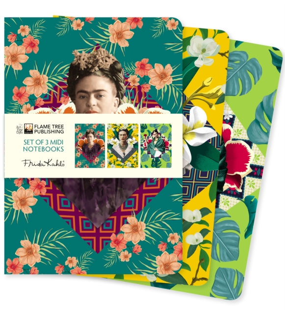Book cover of: Frida Kahlo Set of 3 Midi Notebooks. By: Flame Tree Studio