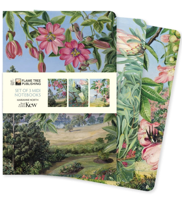 Book cover of: Kew Gardens: Marianne North Set of 3 Midi Notebooks. By: Flame Tree Studio